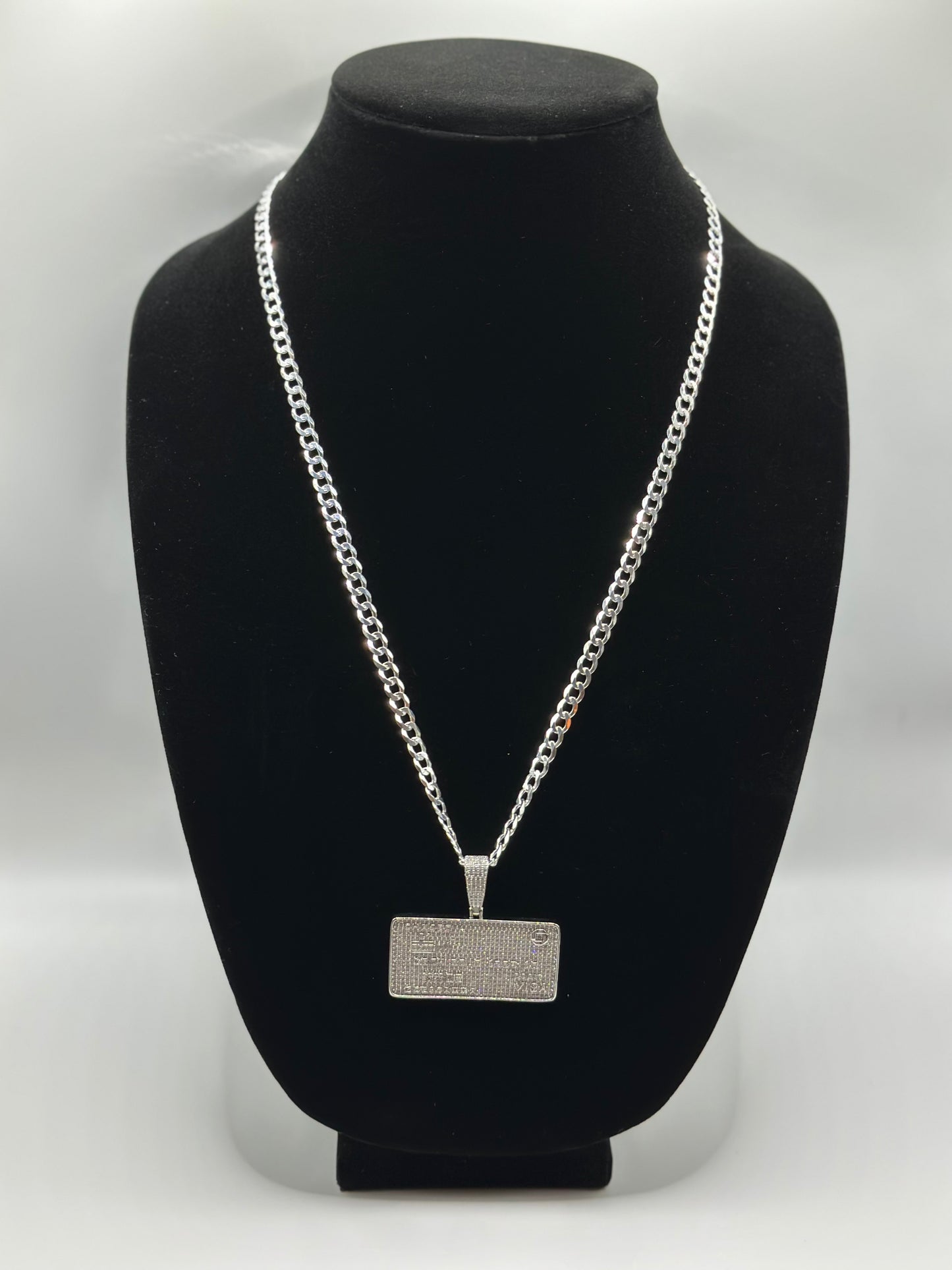 Flat Cuban necklace with cz pendant