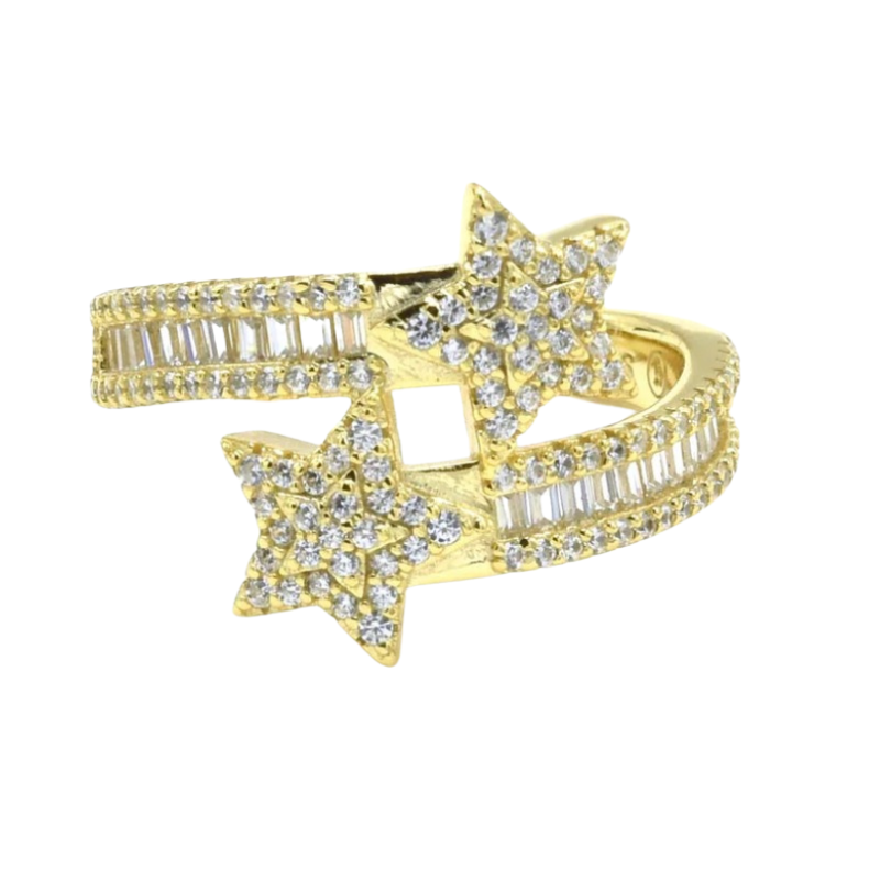 Sterling Silver Gold Plated Ring with CZ