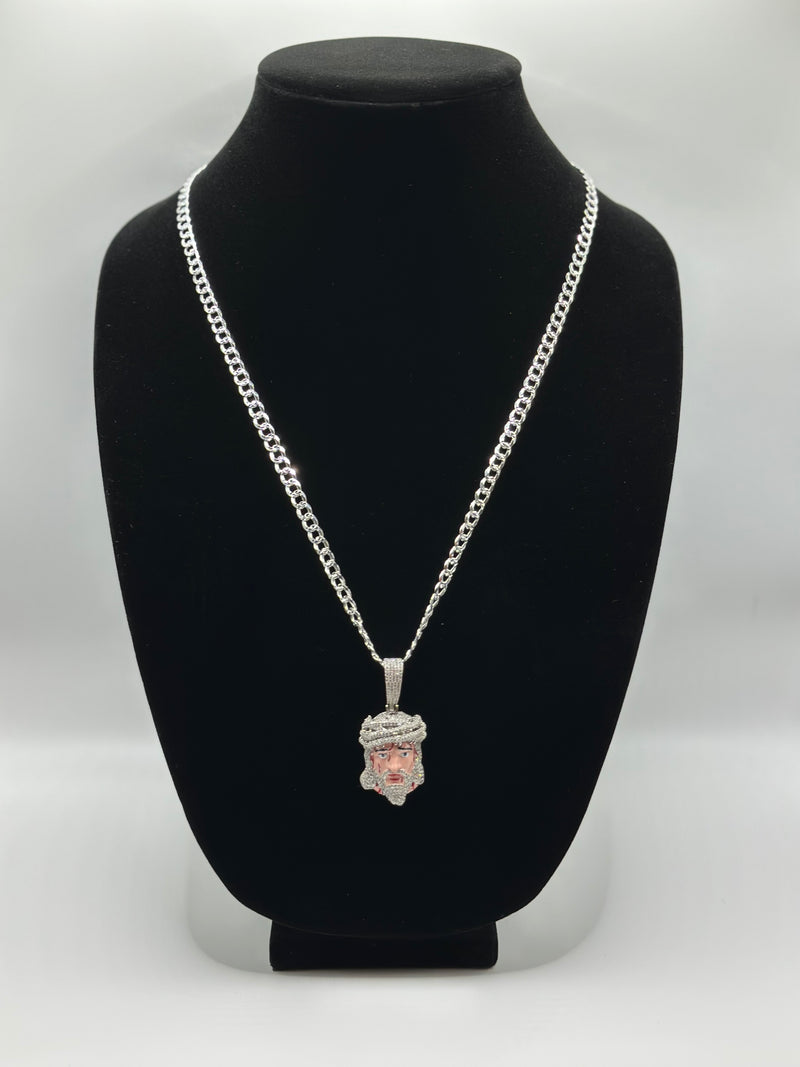Flat Cuban necklace witn cz pendant