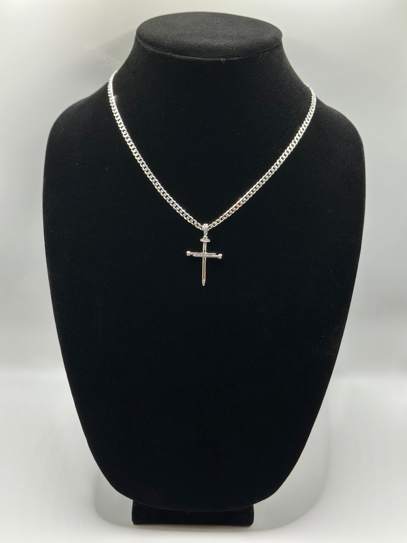 Flat Cuban necklace with cz pendant