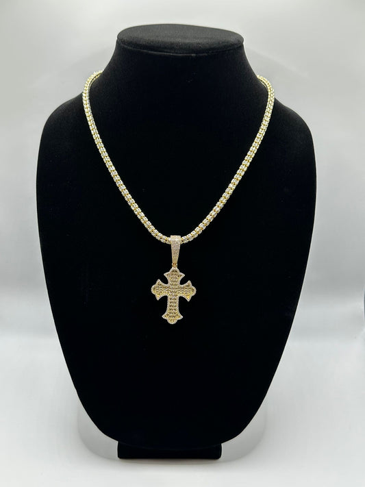 Moon ice necklace with cz cross pendant