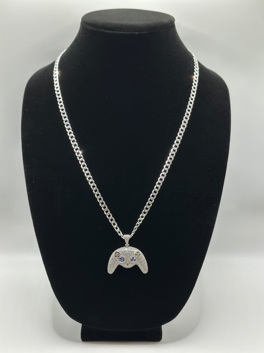 Flat Cuban necklace with cz pendant