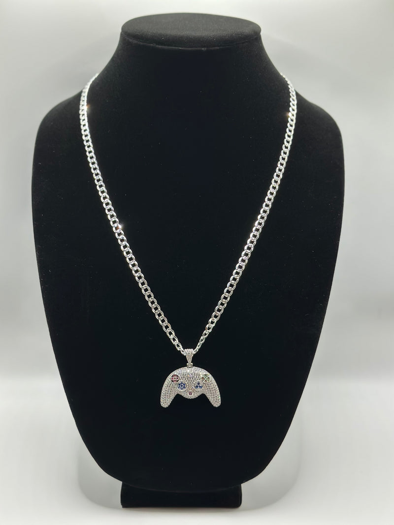 Flat Cuban necklace with cz pendant