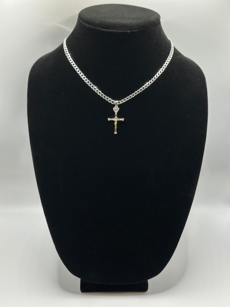 Flat Cuban necklace with cz pendant
