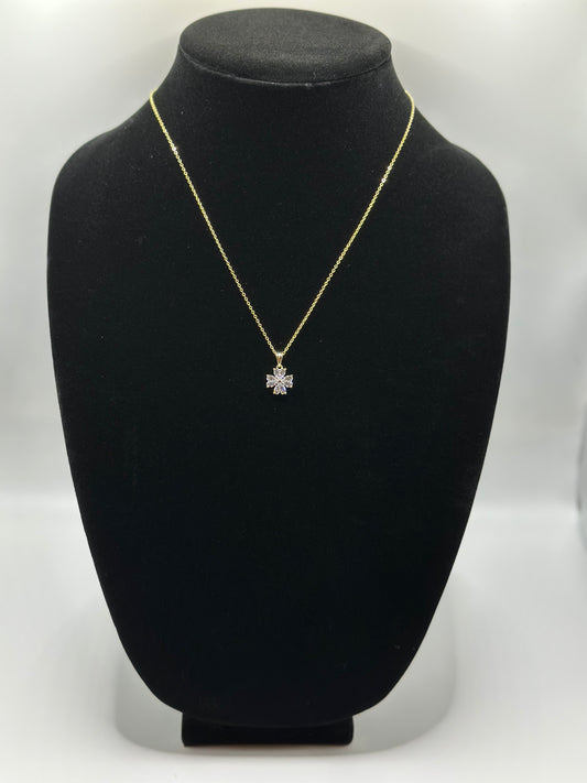 Sterling silver 925 necklace with cz pendant gold plate