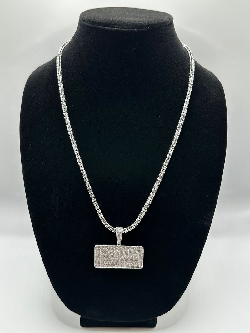 Moon Ice Necklace with CZ Chase Credit Card Pendant