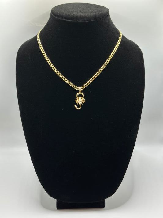 Flat Cuban necklace with moissanite stones pendant gold plated