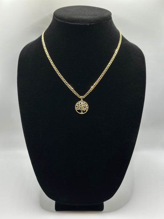 Flat Cuban necklace with pendant gold plated