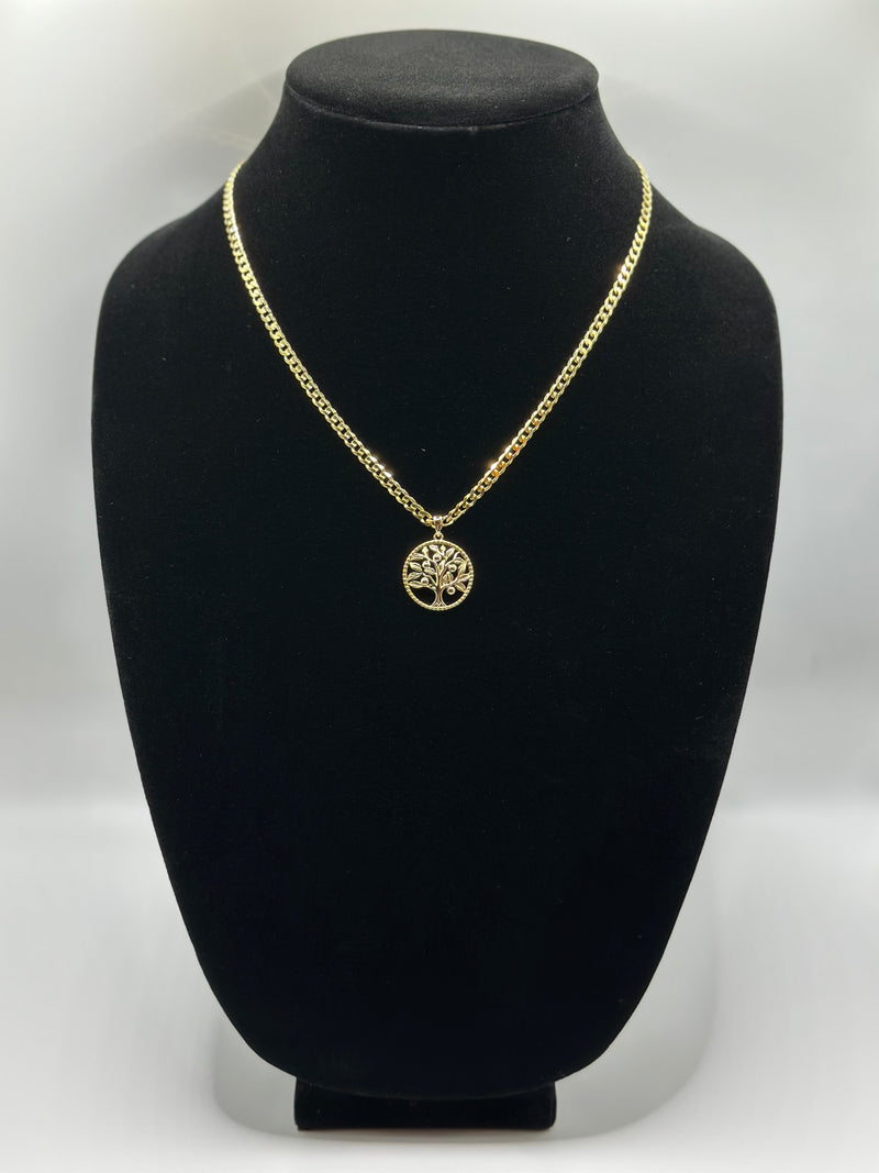 Flat Cuban necklace with pendant gold plated