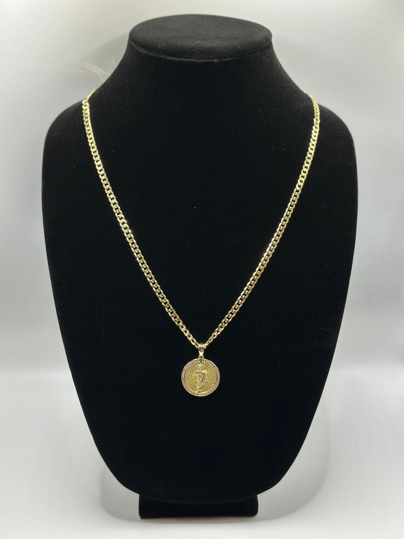 Flat Cuban necklace with pendant gold plated