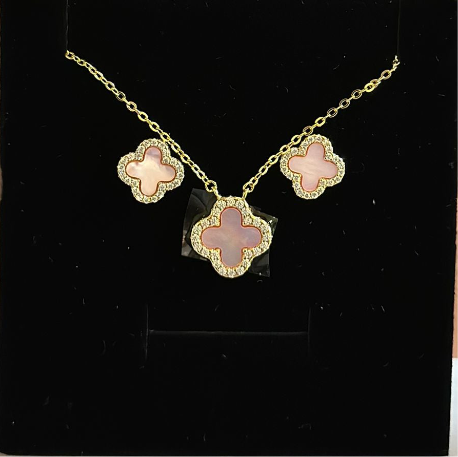 925 Italian Silver Gold Plated Clover Set