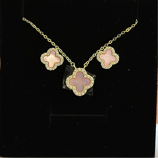 925 Italian Silver Gold Plated Clover Set