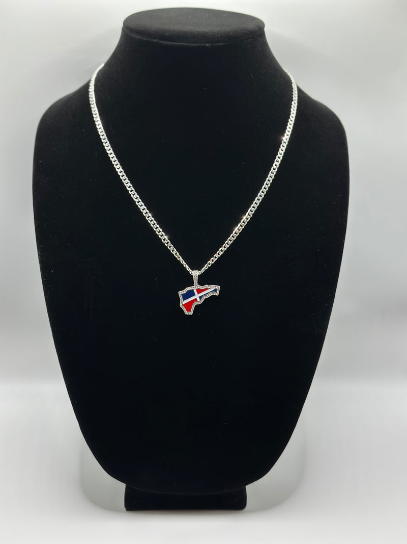 Flat Cuban necklace with cz pendant